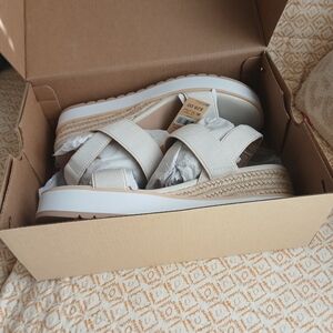 Blank NYC Cream Platform Espadrille Sandals